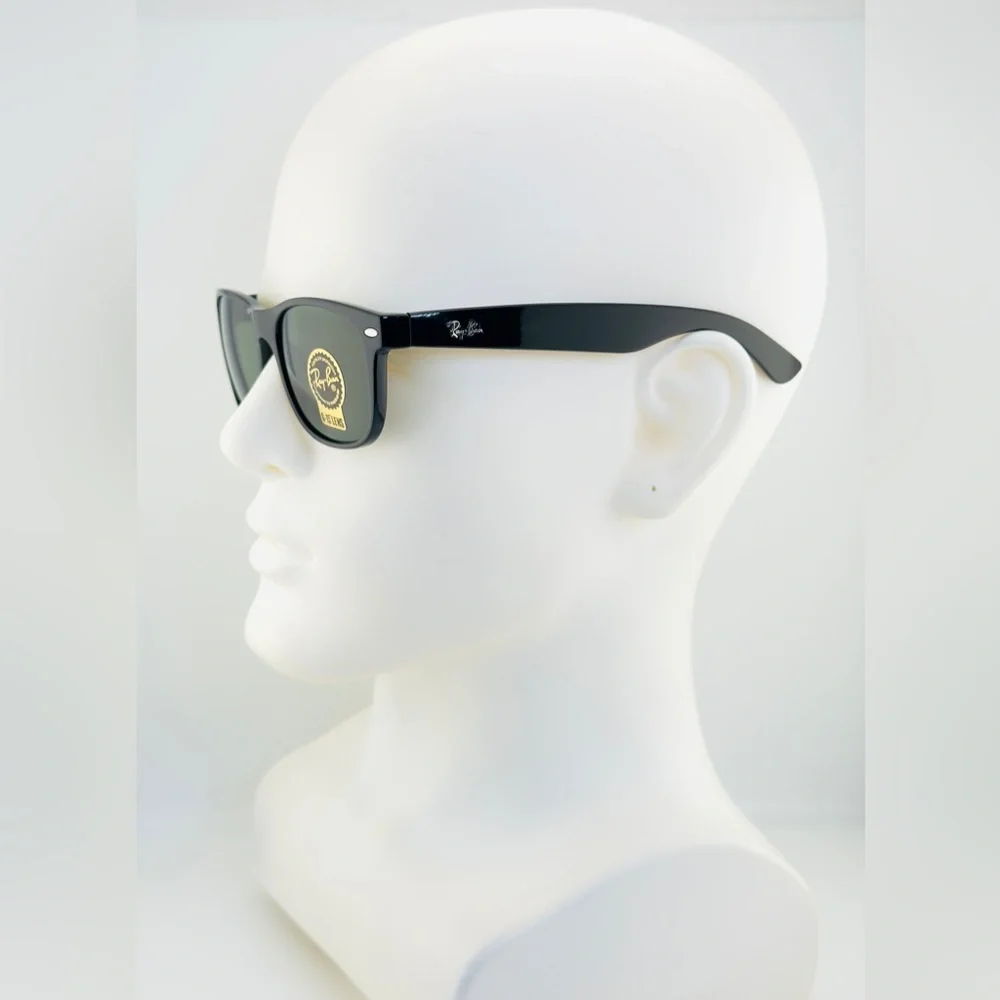 Ray-Ban Sunglasses New Wayfarer Classic RB2132 Polished black Frame Green Lenses - Picture 4 of 14